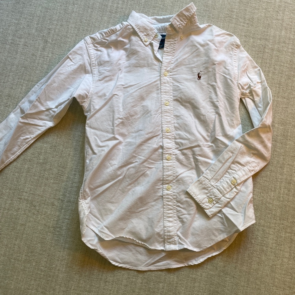 Boys Ralph Lauren white button down shirt